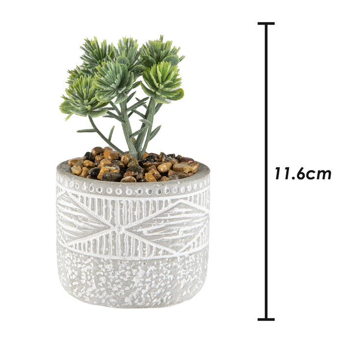 Artificial Plant Triangle Indoor Potted Plastic Small Succulents 11. 6cm Grey