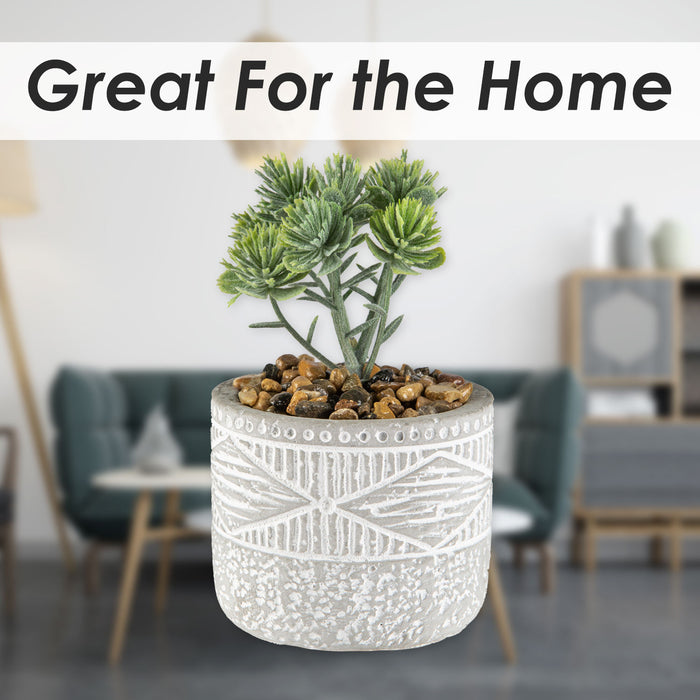Artificial Plant Triangle Indoor Potted Plastic Small Succulents 11. 6cm Grey