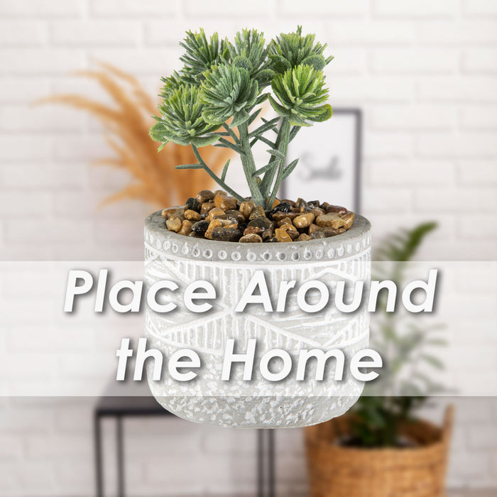 Artificial Plant Triangle Indoor Potted Plastic Small Succulents 11. 6cm Grey