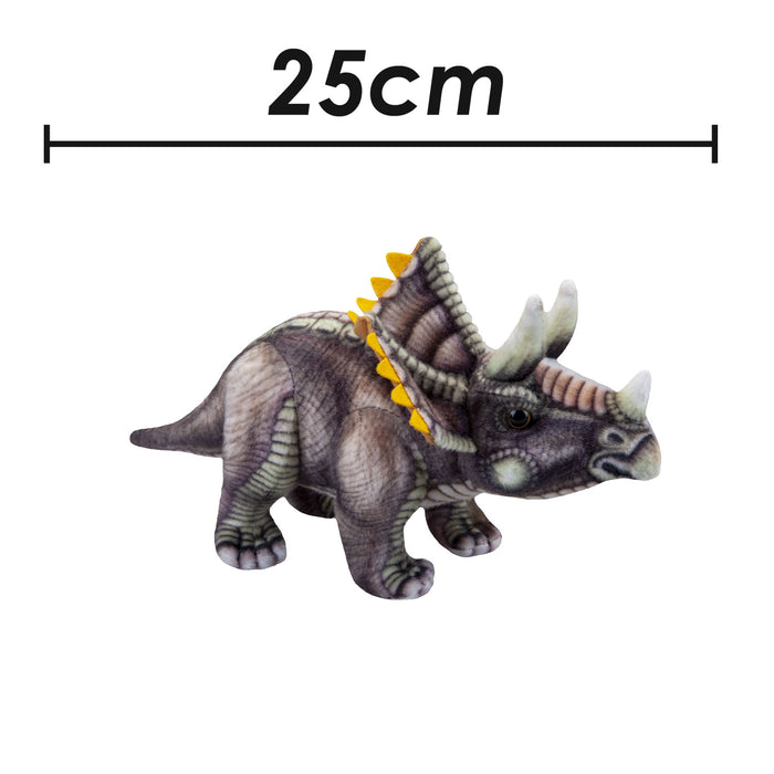 Triceratops Dinosaur Soft Toy Dinosaur Skeleton Body Plush Cuddly 25cm Grey