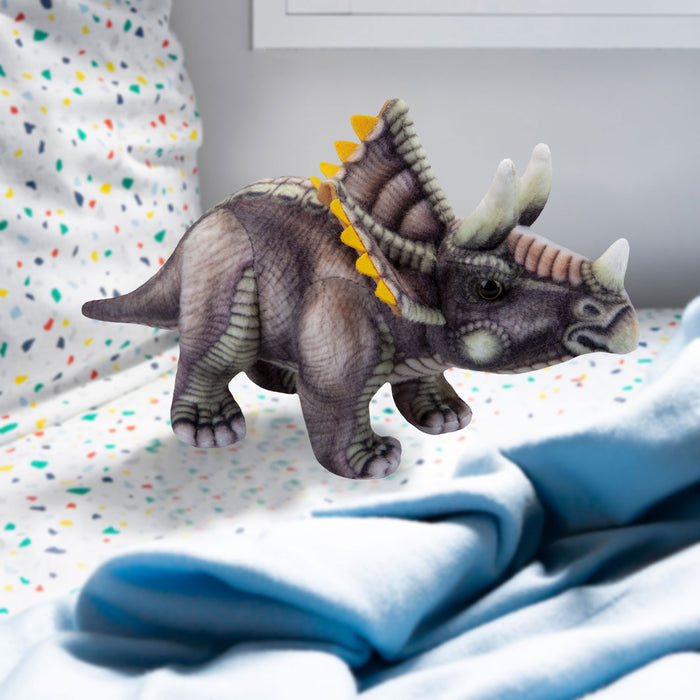 Triceratops Dinosaur Soft Toy Dinosaur Skeleton Body Plush Cuddly 25cm Grey