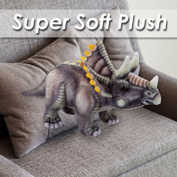 Triceratops Dinosaur Soft Toy Dinosaur Skeleton Body Plush Cuddly 25cm Grey