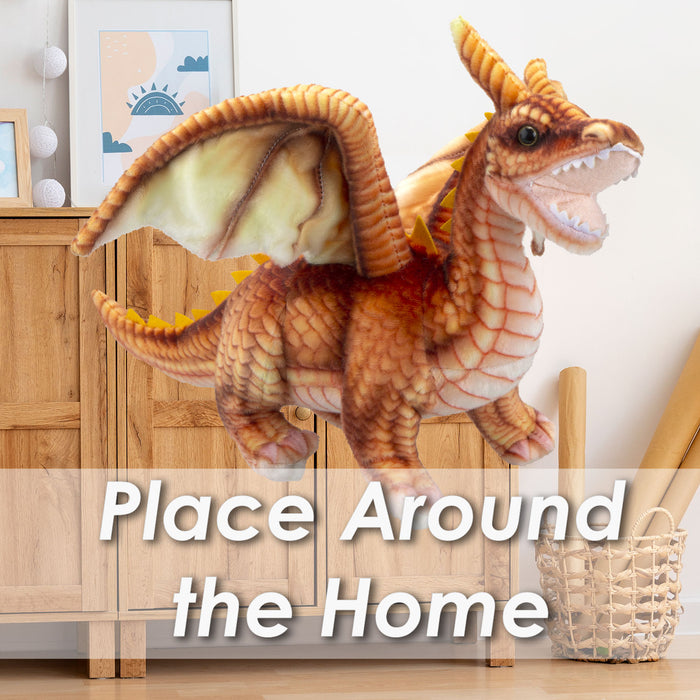 Dragon Brown Soft Toy Realistic Looking Plushe Fantasy