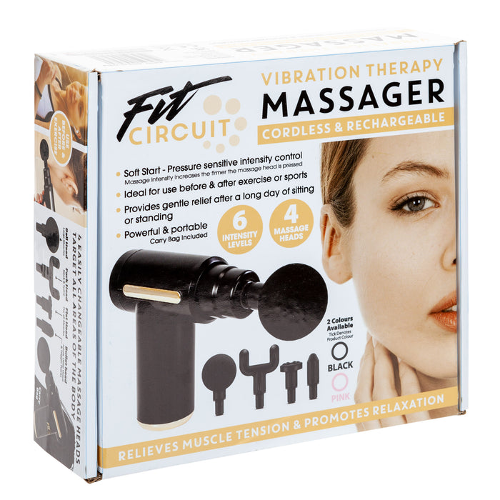 Compact Massage Gun and Bag with Attachments (Black)