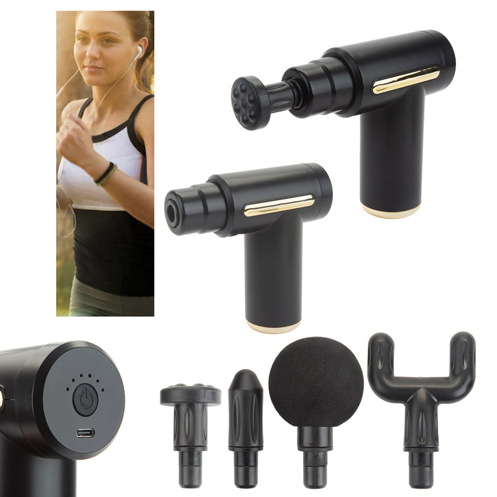 Compact Massage Gun and Bag with Attachments (Black)