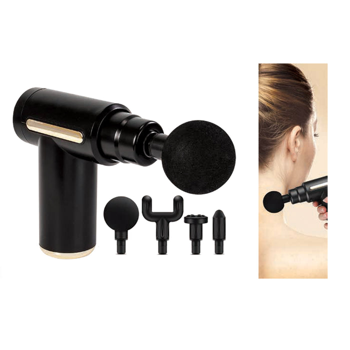 Compact Massage Gun and Bag with Attachments (Black)