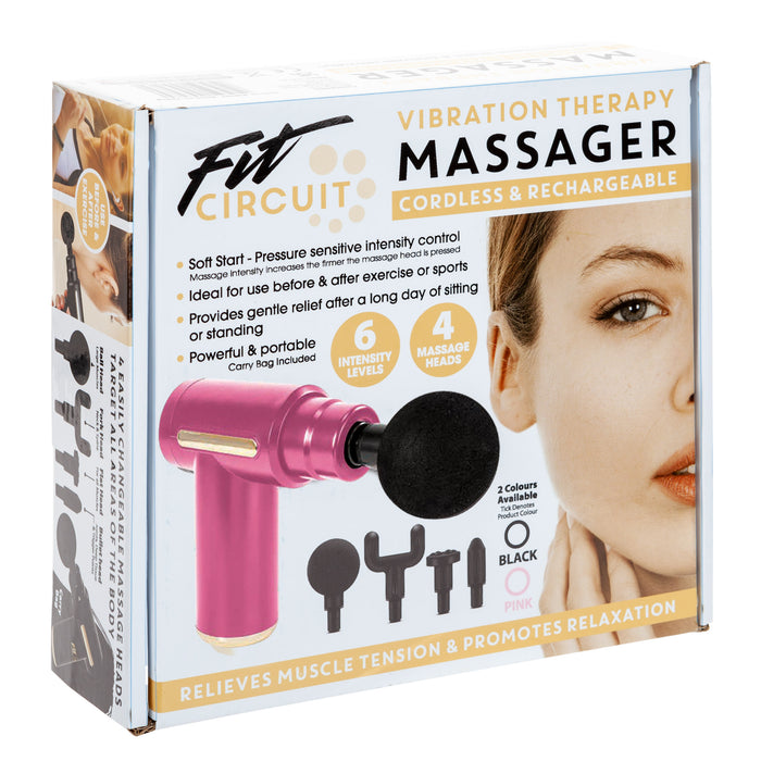 Compact Massage Gun and Bag with Attachments (Pink)