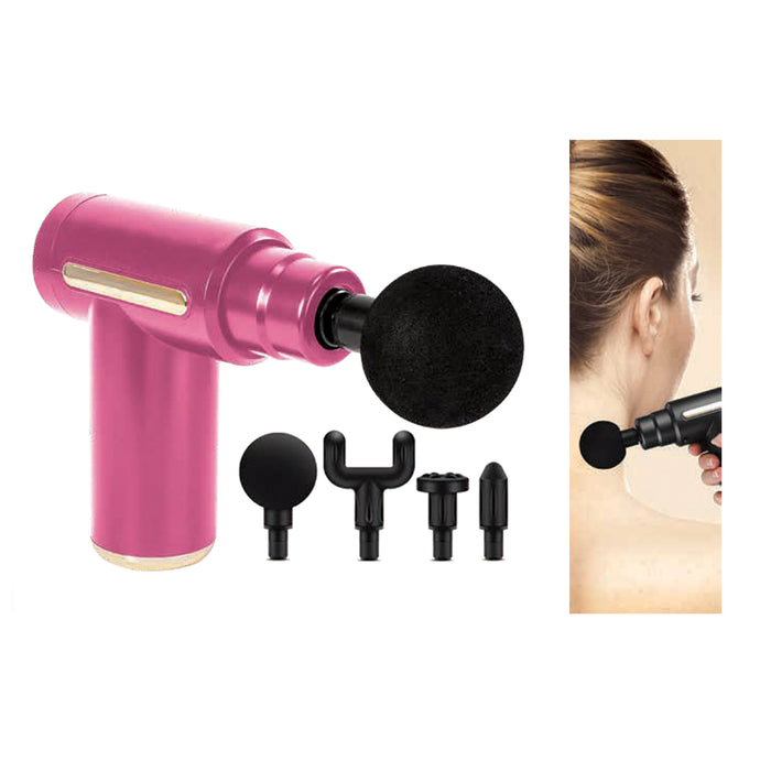 Compact Massage Gun and Bag with Attachments (Pink)