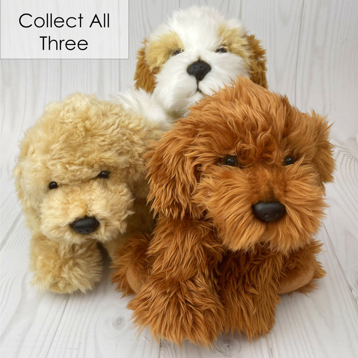 Cockapoo Dog Soft Toy Plush, Cavapoo, Cockapoo , Labradoodle, 30cm - Red