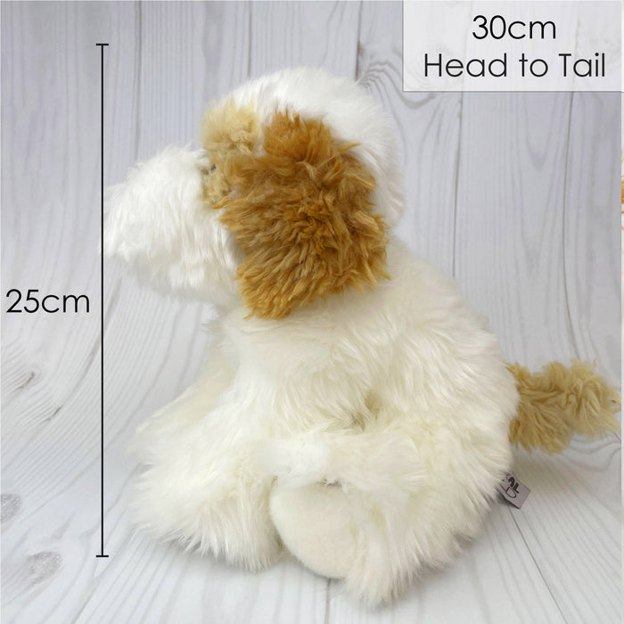 Cavapoo Dog Soft Toy Plush, Cavapoo, Cockapoo , Labradoodle, 30cm - White & Brown