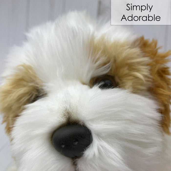 Cavapoo Dog Soft Toy Plush, Cavapoo, Cockapoo , Labradoodle, 30cm - White & Brown