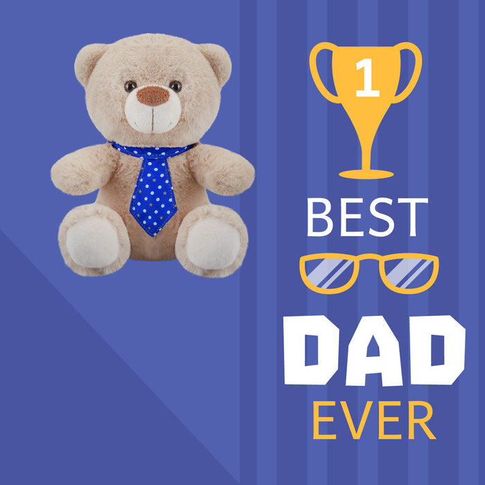 Best Dad Teddy Bear Blue Tie Fathers Day Gift Present, Bithday Gift Blue Tie