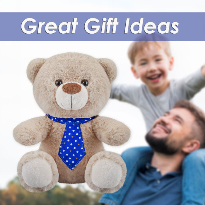 Best Dad Teddy Bear Blue Tie Fathers Day Gift Present, Bithday Gift Blue Tie