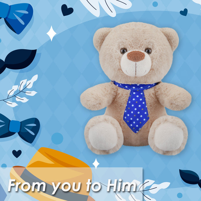 Best Dad Teddy Bear Blue Tie Fathers Day Gift Present, Bithday Gift Blue Tie