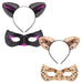 Halloween Cats Ears and Mask Set Halloween Party, Trick or Treat Black Glitter