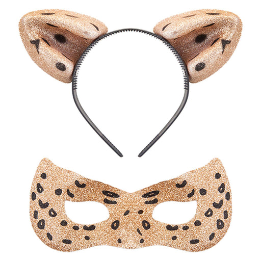 Halloween Cats Ears and Mask Set Halloween Party, Trick or Treat Gold Glitter