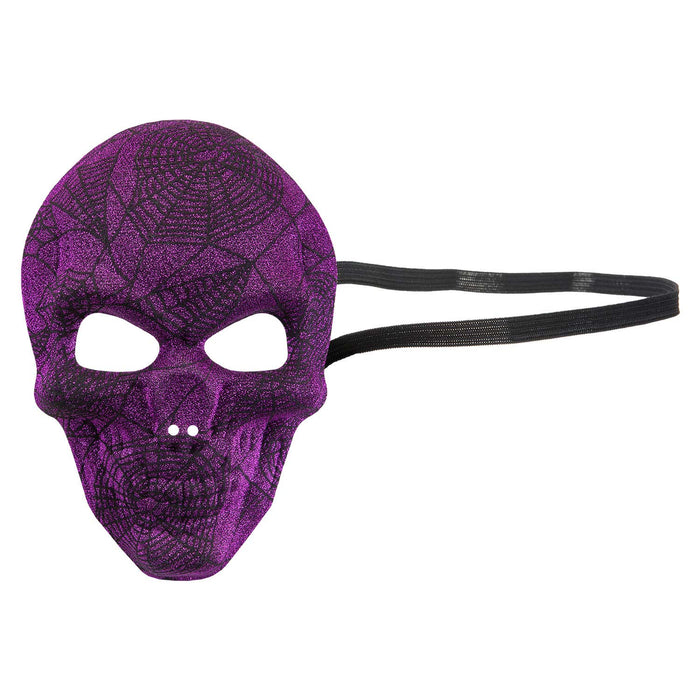 Halloween Skull Mask Glitter Web Design Halloween Party, Trick or Treat  Purple