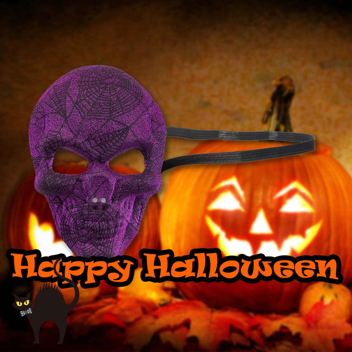 Halloween Skull Mask Glitter Web Design Halloween Party, Trick or Treat  Purple