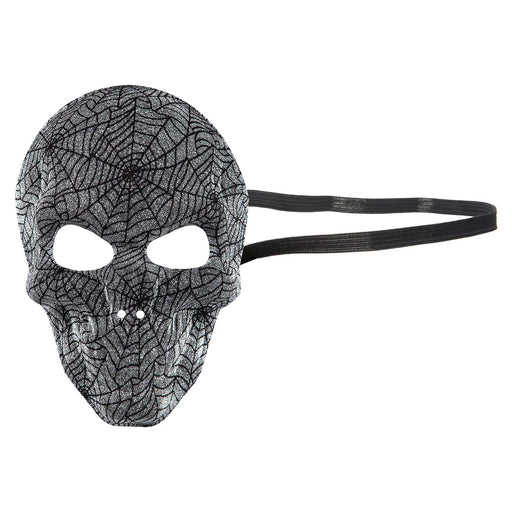 Halloween Skull Mask Glitter Web Design Halloween Party, Trick or Treat  Silver