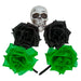 Halloween Glitter Headband 3 Roses Skull Design Trick or Treat Party  Green