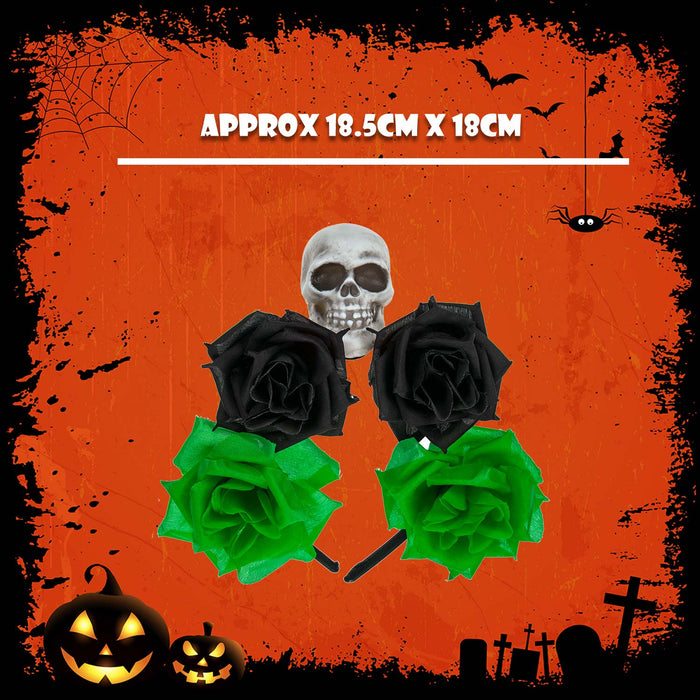 Halloween Glitter Headband 3 Roses Skull Design Trick or Treat Party
