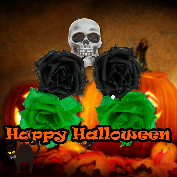 Halloween Glitter Headband 3 Roses Skull Design Trick or Treat Party