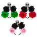 Halloween Glitter Headband 3 Roses Skull Design Trick or Treat Party Pink