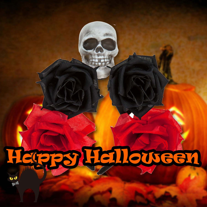Halloween Glitter Headband 3 Roses Skull Design Trick or Treat Party