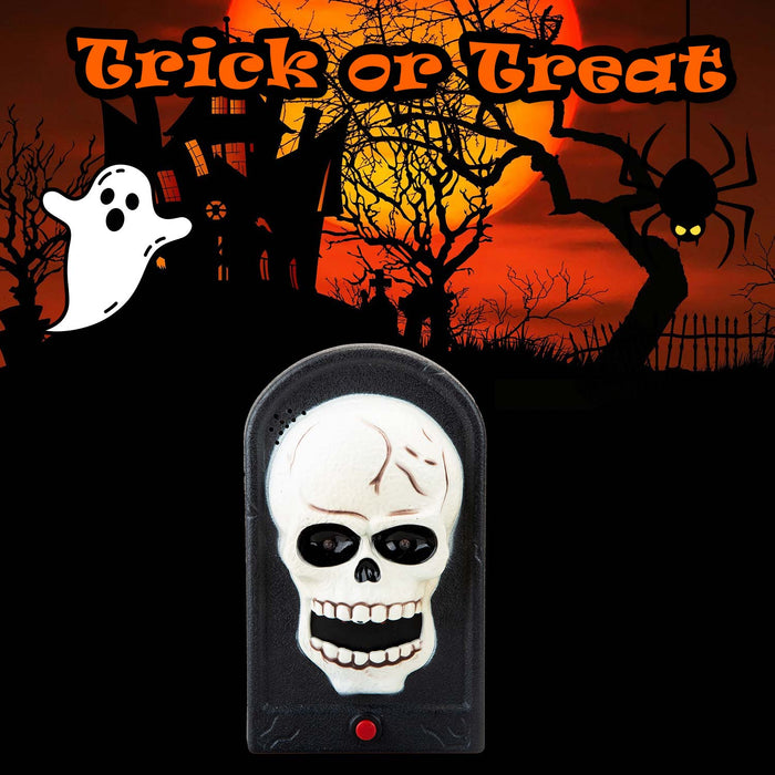 Halloween Spooky Doorbell with Flashing LED Lights Trick or Treat Skull
