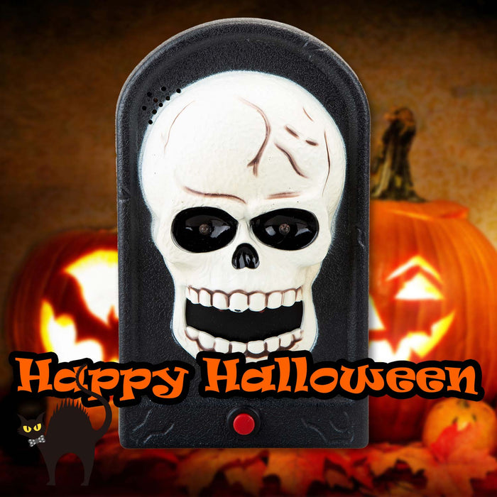 Halloween Spooky Doorbell with Flashing LED Lights Trick or Treat  Skull