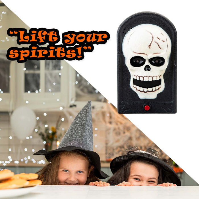 Halloween Spooky Doorbell with Flashing LED Lights Trick or Treat Skull