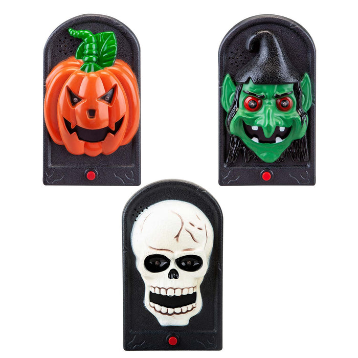 Halloween Spooky Doorbell with Flashing LED Lights Trick or Treat Skull