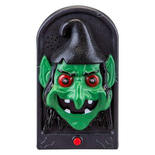 Halloween Spooky Doorbell with Flashing LED Lights Trick or Treat Witch