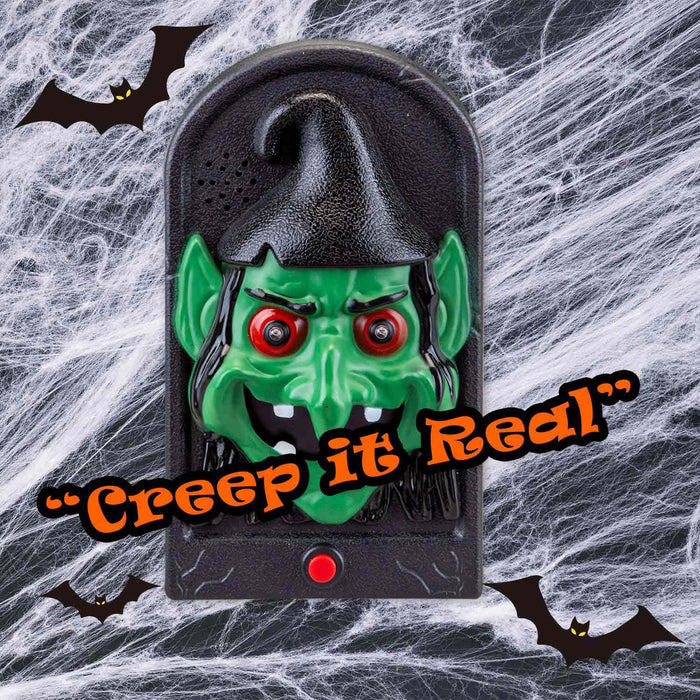 Halloween Spooky Doorbell with Flashing LED Lights Trick or Treat