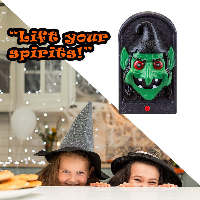 Halloween Spooky Doorbell with Flashing LED Lights Trick or Treat Witch