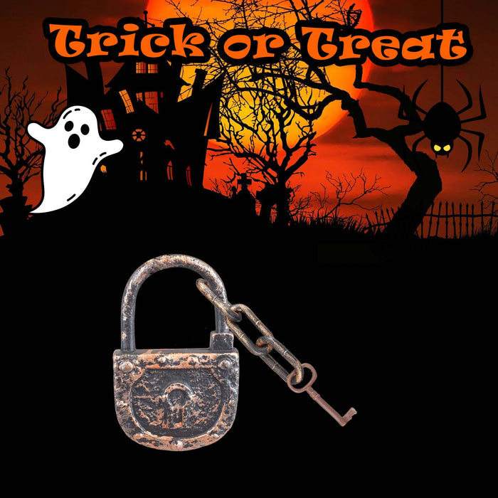 Halloween Decoration Lock, Chain & Key Halloween Party, Trick or Treat  Gold