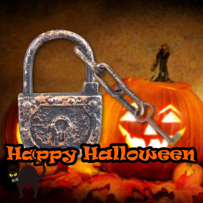 Halloween Decoration Lock, Chain & Key Halloween Party, Trick or Treat  Gold