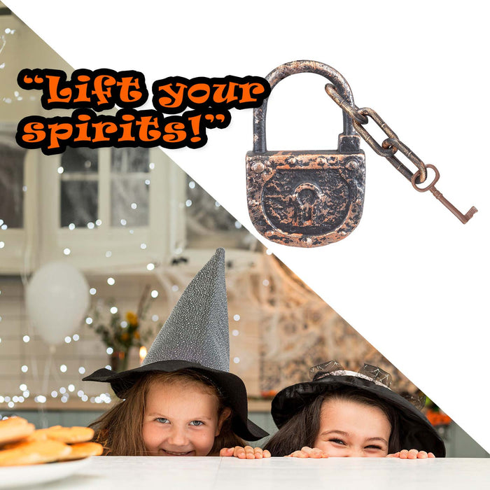 Halloween Decoration Lock, Chain & Key Halloween Party, Trick or Treat Gold