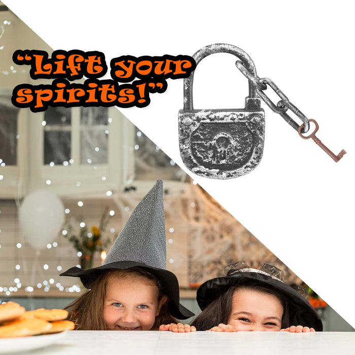 Halloween Decoration Lock, Chain & Key Halloween Party, Trick or Treat Silver