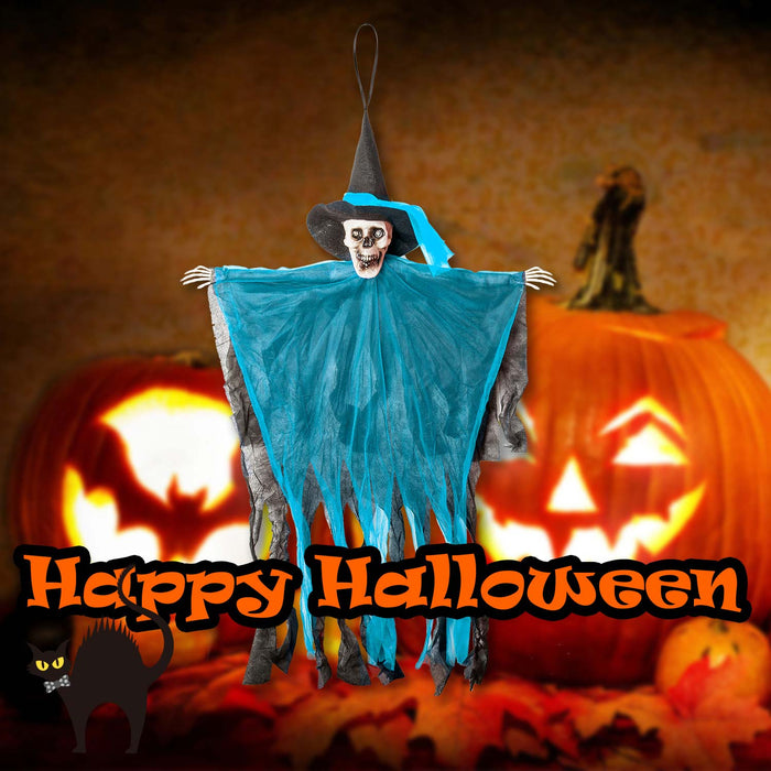 Hanging Skeleton Halloween Decoration With Light Up Eyes Trick or