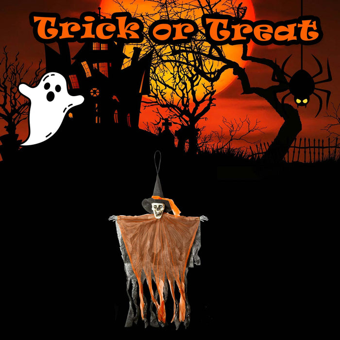 Hanging Skeleton Halloween Decoration With Light Up Eyes Trick or
