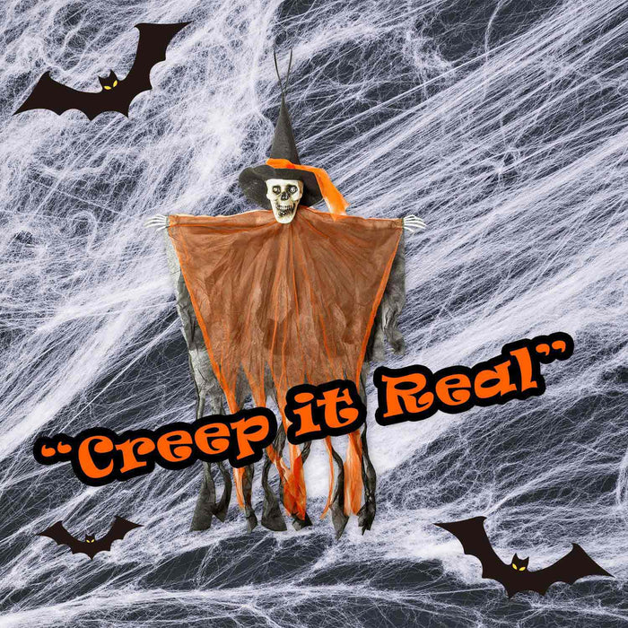 Hanging Skeleton Halloween Decoration With Light Up Eyes Trick or
