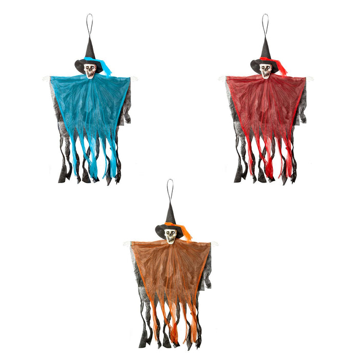 Hanging Skeleton Halloween Decoration With Light Up Eyes Trick or Treat Orange