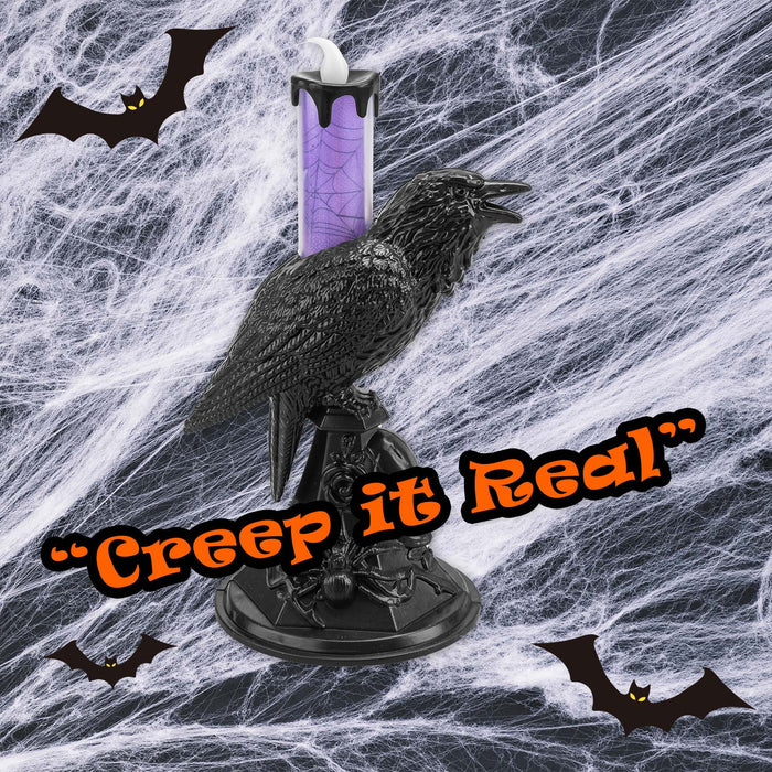 Flameless Halloween Crow Candle Halloween Party, Trick or Treat  Purple