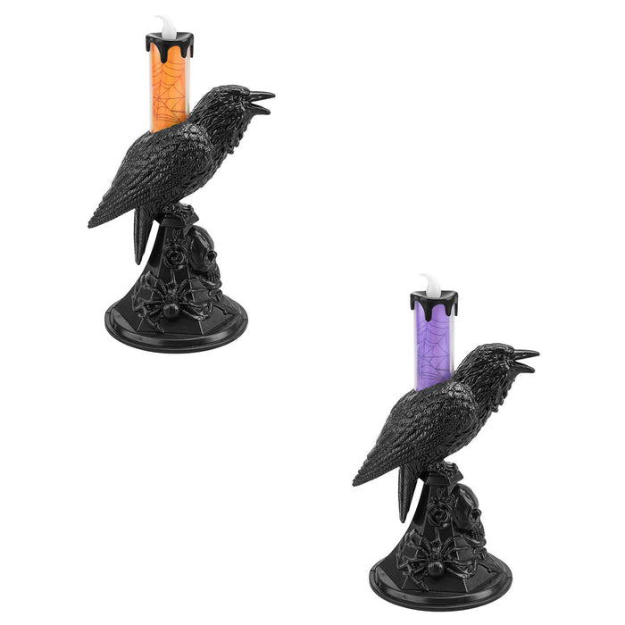 Flameless Halloween Crow Candle Halloween Party, Trick or Treat Purple