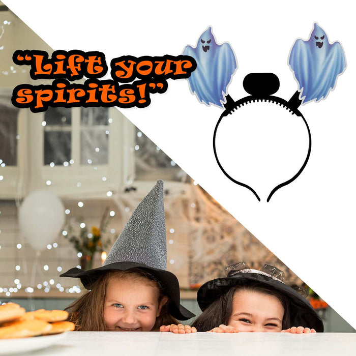 Halloween Headband Fibre Optic Light Up Hallows Party, Trick or Treat 22cm Ghost