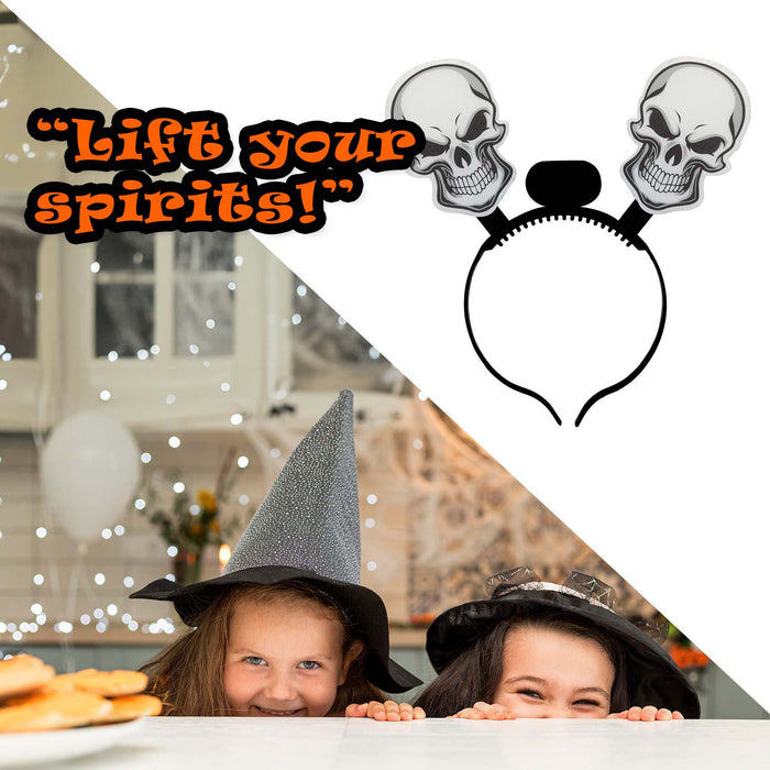 Halloween Headband Fibre Optic Light Up Hallows Party, Trick or Treat 22cm Skull