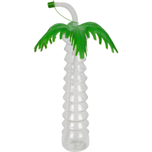 Tropical Palm Tree Bottle 11" Drinking Cup With Lid