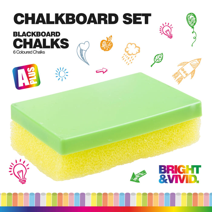 Childrens Chalk Board with 6 Coloured Chalks