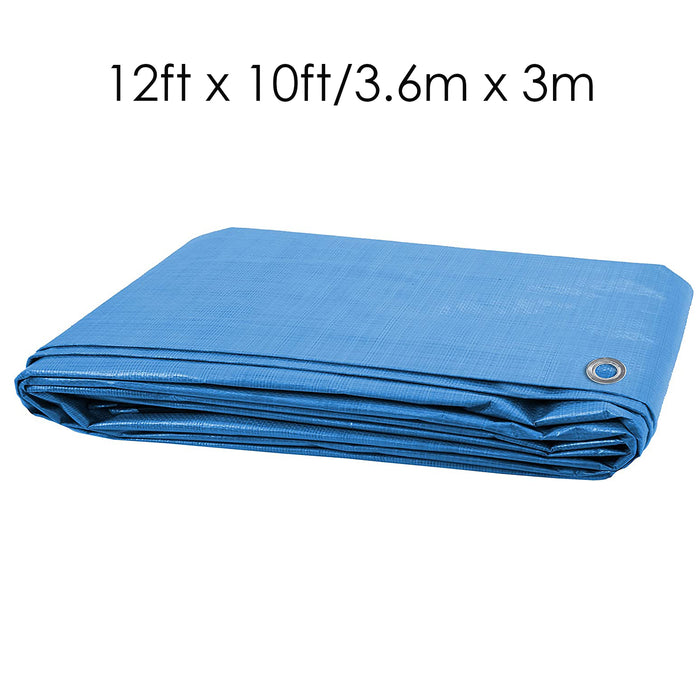 12 ft x 10ft Tarpaulin With 14 Eyelets, Waterproof Cover, Anti-UV Sheet